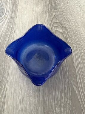 Cobalt Blue Bubble Glass Decorative/ Trinket Bowl